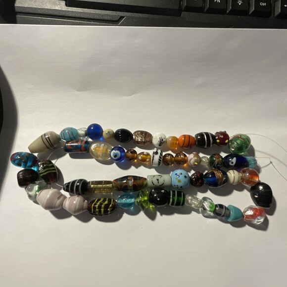 Mixed Loose Beads 50 pc Jewelry Making Artisan Murano Lampwork Glass Stone - Picture 9 of 9